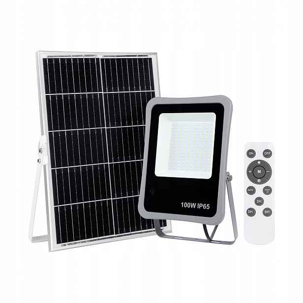 Bares Moderní venkovní solární svítidlo Led reflektor 100W 4000K+DÁLKOVÝ Ovladač