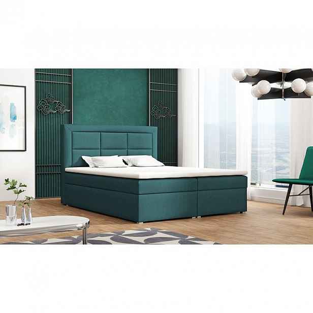 Boxspringová manželská postel s úložným prostorem 180x200 PALIGEN 1 - modrá + topper ZDARMA