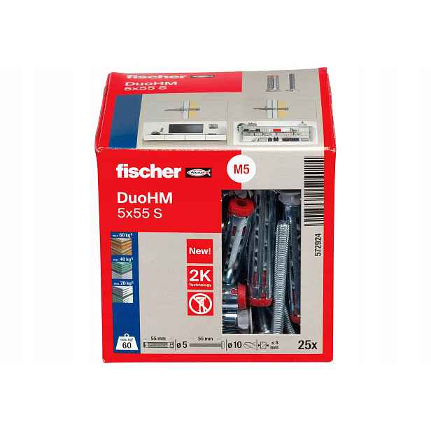 Fischer Hmoždinka fischer DuoHM 5 x 55 S Ph Tx, šroub se soč. hlavou, Torx 25 Ks