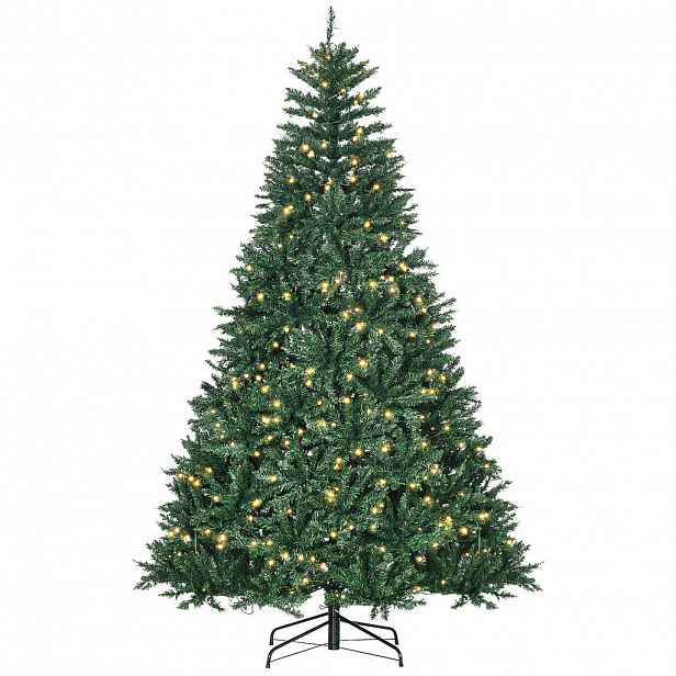 HOMCOM UMĚLÝ vánoční stromek, 210 cm, s 2154 větvičkami a 700 LED diodami