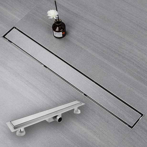 Lineární Odtok Nízký Sifon Pod Dlažbu Stříbrný 2v1 90 cm