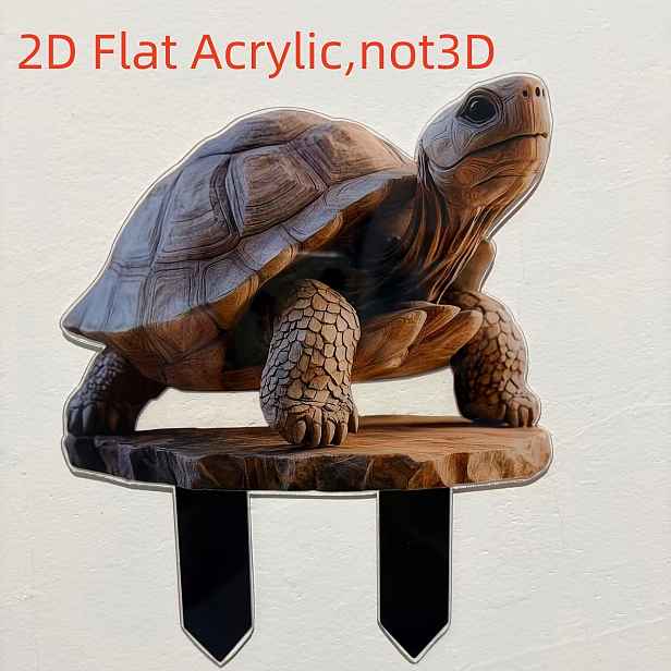 TEMU 2D Plochá, [2D Plochá] 1 ks, 2D Plochá, Bohémský Styl, Akrylová Zahradní Plaketa s Želvy, Odolná Venkovní Dekorace, Vhodná pro Květináče,