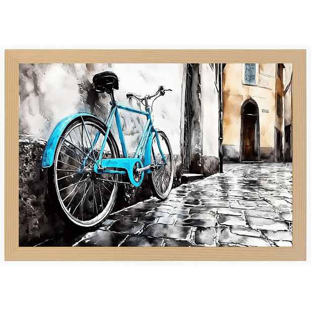 Plakát Rámeček Dřevo Kolo Itálie Staré Město Vintage 60x40