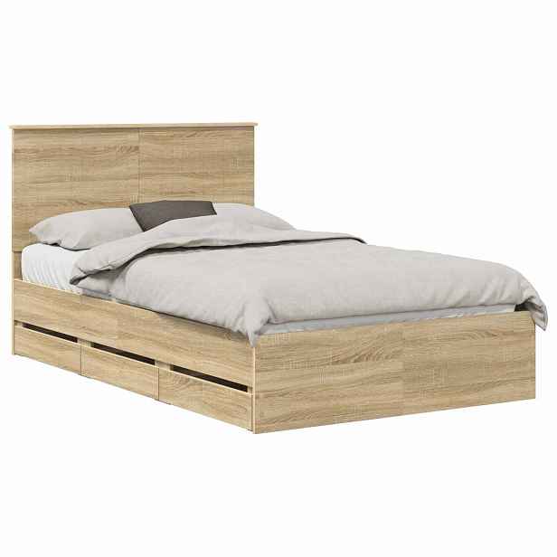 vidaXL Rám postele s čelo Sonoma dub 120 x 190 cm Inženýrské dřevo