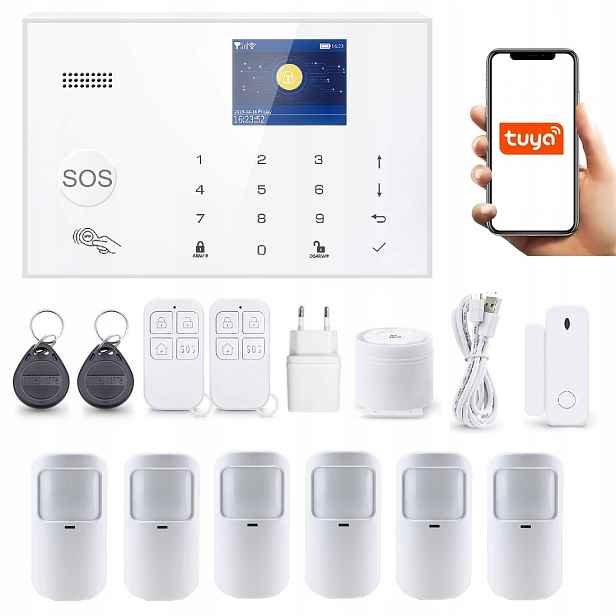 Bezdrátový LCD Alarm 2.4' Gsm WiFi Tuya Smart 6xPIR