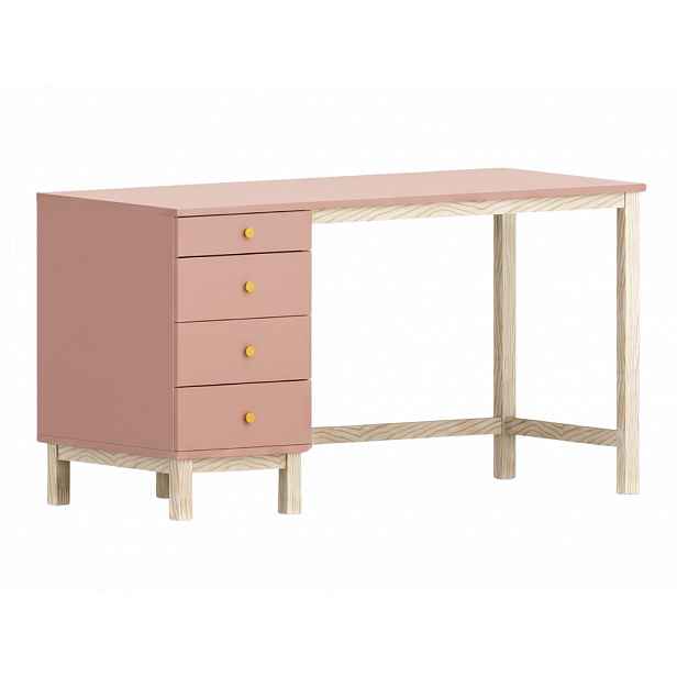 Psací stůl do dětského pokoje MODEL se šuplíky Zvolte barvu: Pastelově růžová, Zvolte barvu úchytek: Zlatá, Zvolte stranu: Pravá
