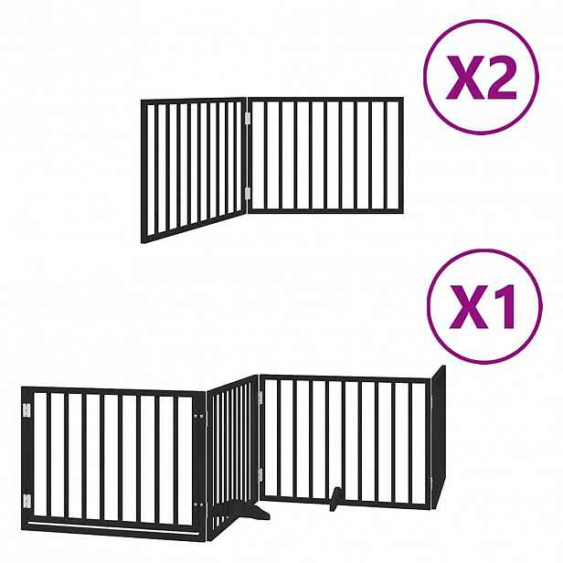 vidaXL Zábrana pro psy s dvířky skládací 8 panelů černá 640 cm topol
