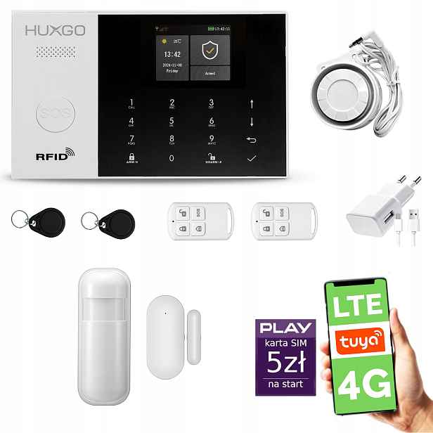 Bezdrátový alarm WiFi Gsm 4G, Tuya alarmová sada Huxgo HXA005 R1PS