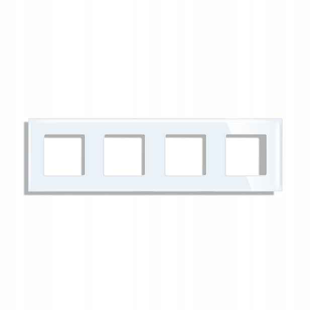 Rámeček Skleněný Čtyřnásobný Panel 4F Skleněný Pro Spínače Kontaktů Bílý