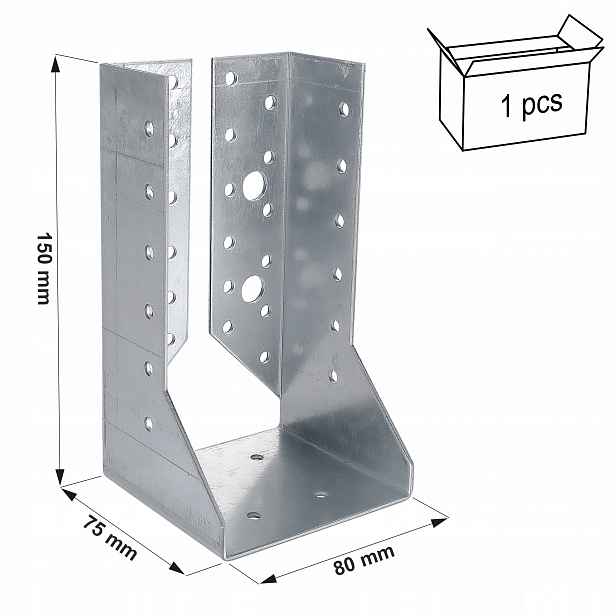 Věšák trámový držák tesařská spojka 80x150x75 x 2 mm WZ83 24ks