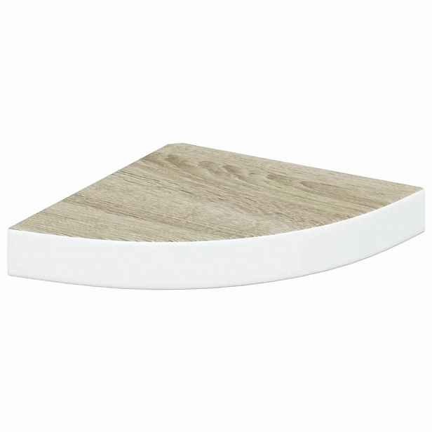 vidaXL Nástěnná rohová police dub a bílá 25 x 25 x 3,8 cm MDF