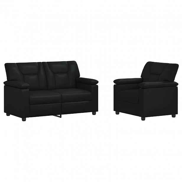 vidaXL Set pohovek 2 pcs Černá Umělá kůže