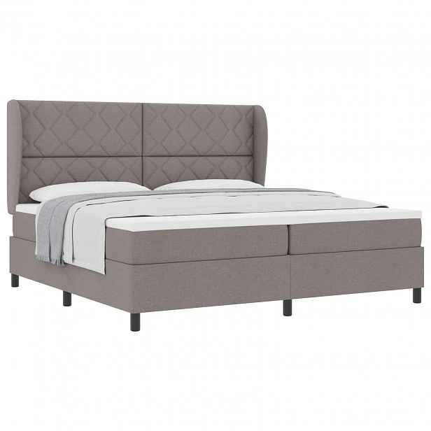 vidaXL Postel s boxspringem s čelo Taupe 200 x 200 cm textil