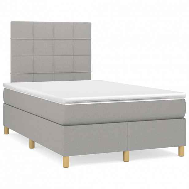 vidaXL Box spring postel s matrací světle šedá 120 x 200 cm textil