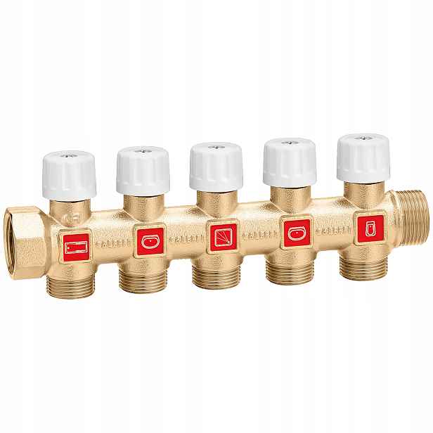 Caleffi Rozdělovač 3/4" 5x23 mm s uzavíracími ventily