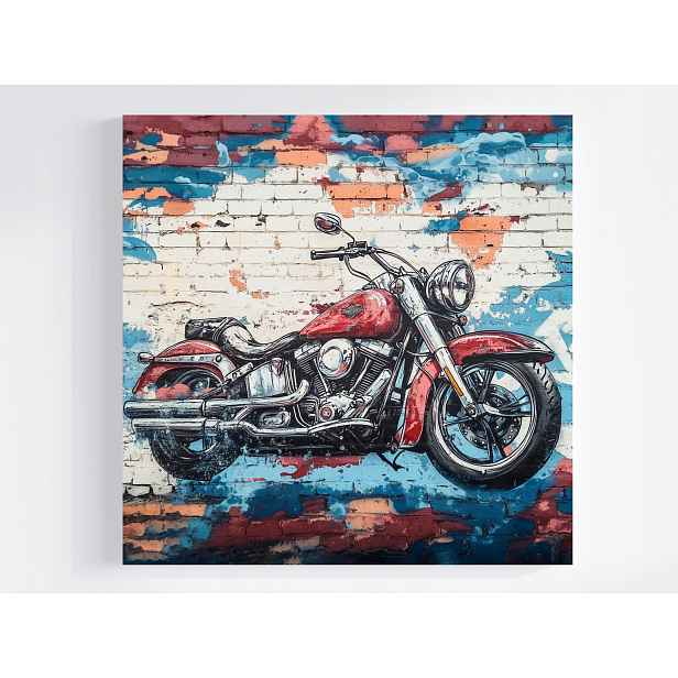 Obraz Na Plátně Canvas Cihlová Zeď Graffiti Motor Motocykl 50x50