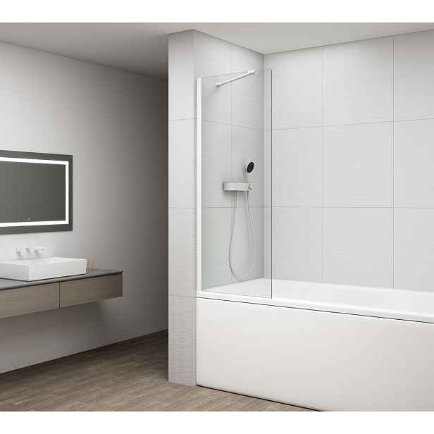 Polysan FISA vanová zástěna 700x1500mm, bílá mat, čiré sklo