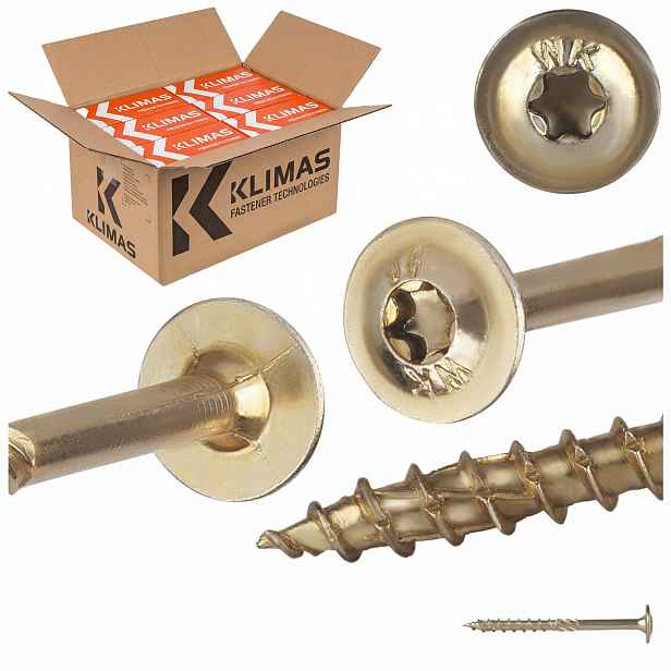 Tesařské vruty Torx 8x120 mm 400 ks talířové na dřevo Klimas Wkcp