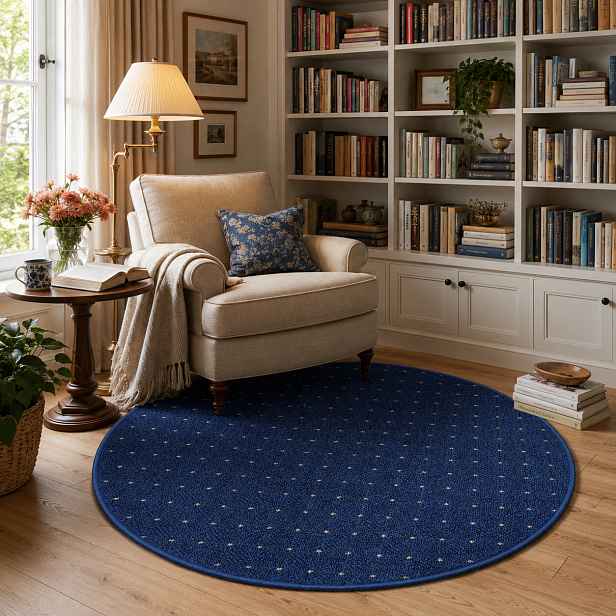 Kusový koberec Udinese modrý kruh, 200x200 (průměr) kruh, šedá, chodba / předsíň, Condor Carpets