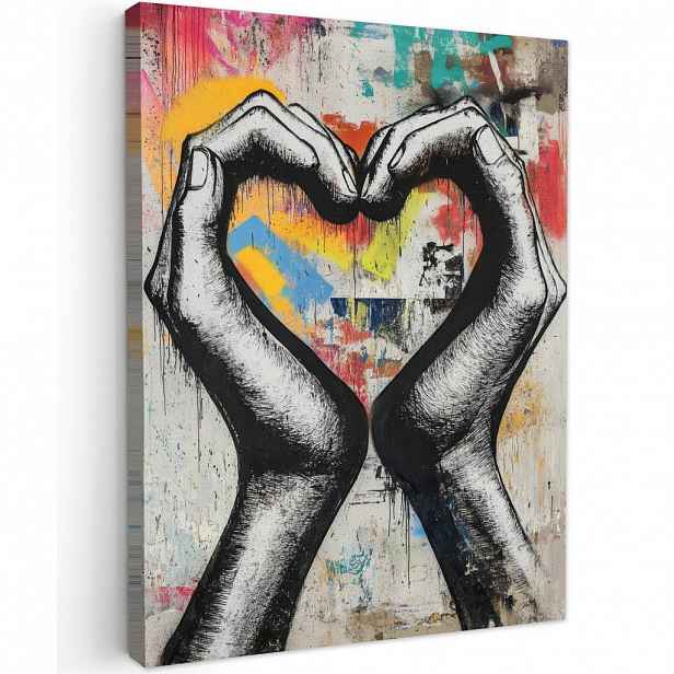 MuchoWow OBRAZ NA PLÁTNĚ Ruce - Srdce - Street art - Graffiti 30x40 cm