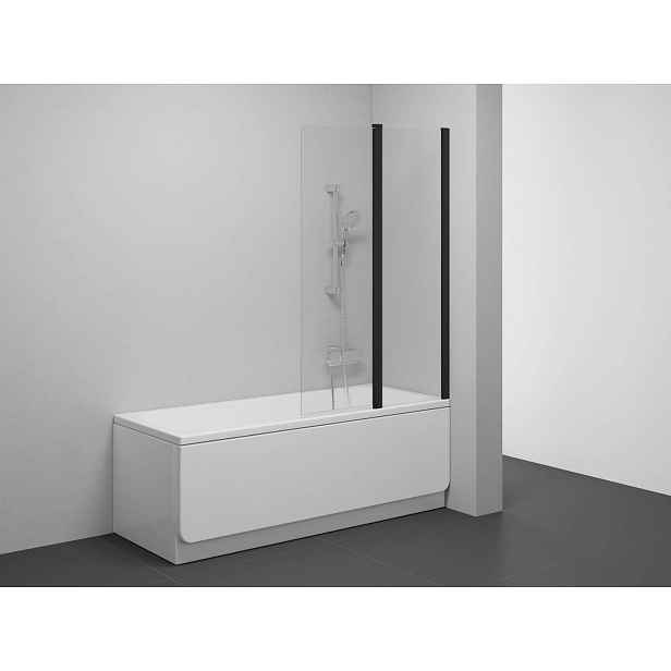 Ravak Chrome - Vanová zástěna CVS2-100 P, dvoudílná, 100x150 cm, černá/čiré sklo 7QRA0300Z1