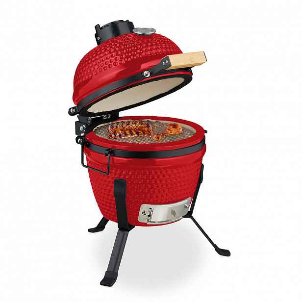 Relaxdays GRIL Červený kamado keramický teploměr 450 °C