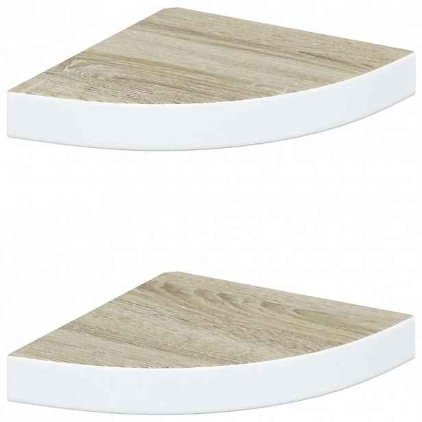 vidaXL Nástěnné rohové police 2 ks dub a bílé 25 x 25 x 3,8 cm MDF