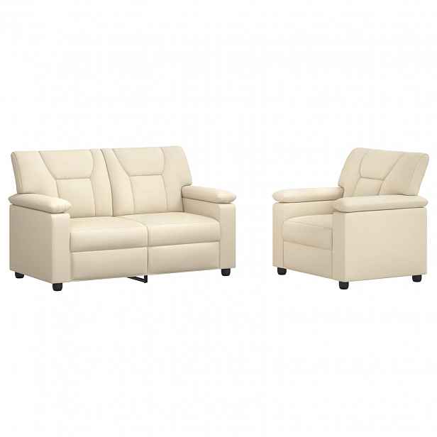 vidaXL Set pohovek 2 pcs Krémová Umělá kůže