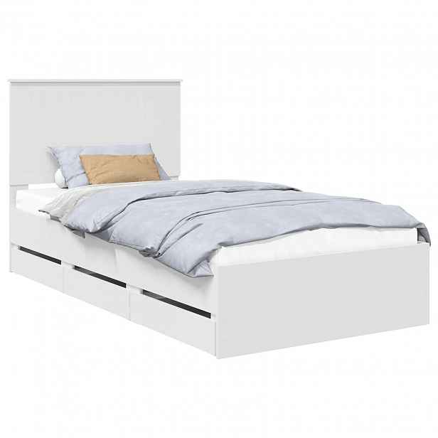 vidaXL Rám postele se zásuvkou Bílá 100 x 200 cm Inženýrské dřevo