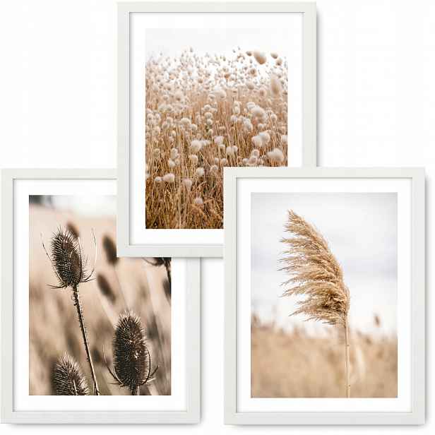 Boho 3 obrazy 43x53 Béžová Příroda rám Ikea #14