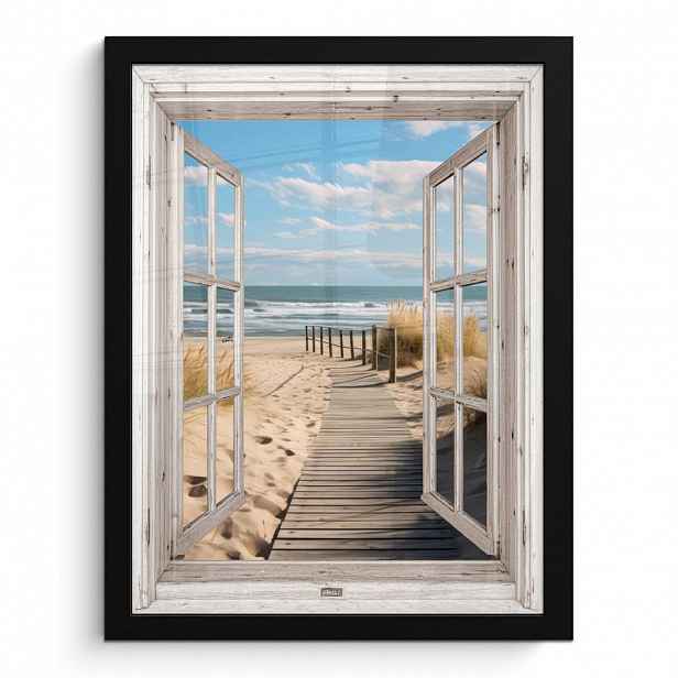 MuchoWow PLAKÁT V RÁMU Okno - Moře - Pobřeží - Příroda - výhled - Pláž - Waddenské moře 30x40 cm