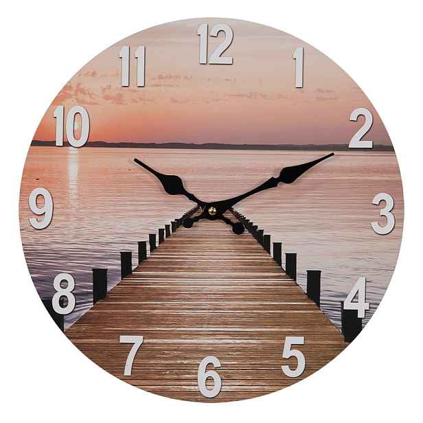 Nástěnné hodiny s výhledem na moře Sea Views – Ø 34*4 cm / 1*AA Clayre & Eef