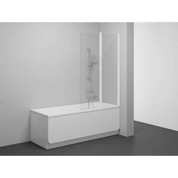 Ravak Chrome - Vanová zástěna CVS2-100 P, dvoudílná, 100x150 cm, matná bílá/čiré sklo 7QRA0E00Z1