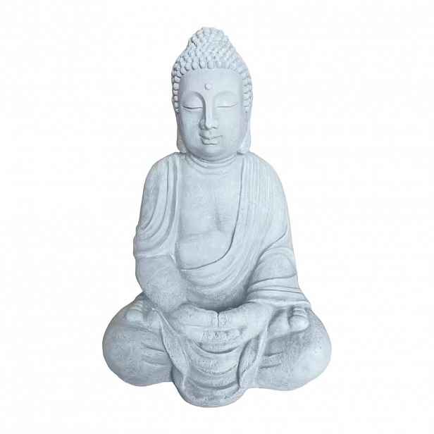 Relaxdays SOCHA Světle šedá Buddha 71 cm