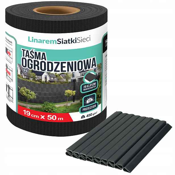 Stínící Panelové Pásy 19 cm x 50 m Uv Kryt Na Panelové Ploty Černá