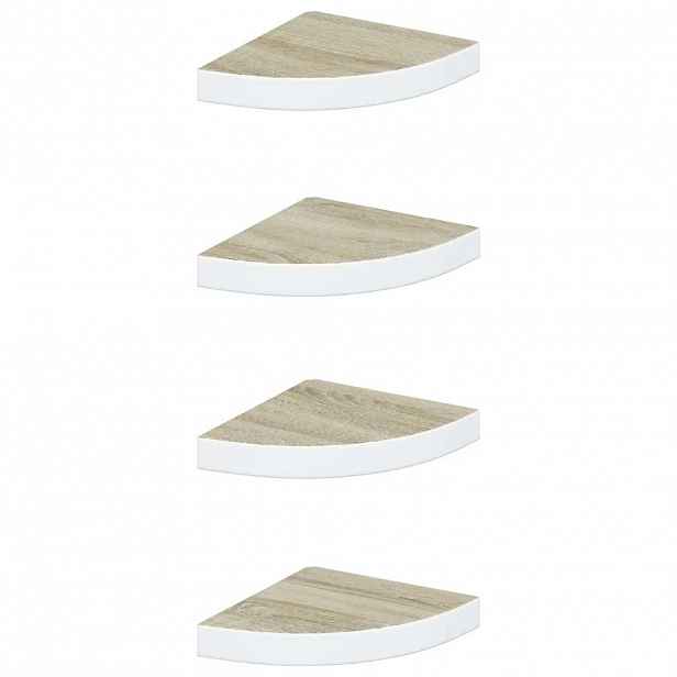 vidaXL Nástěnné rohové police 4 ks dub a bílé 25 x 25 x 3,8 cm MDF