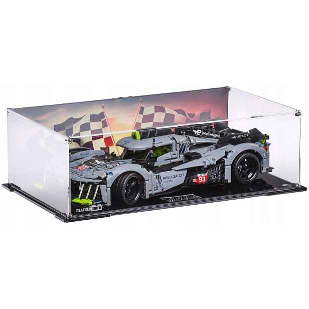 Vitrína s pozadím 2 Blacked Brick pro Lego 42156 Technic Peugeot 9X8 Le Mans