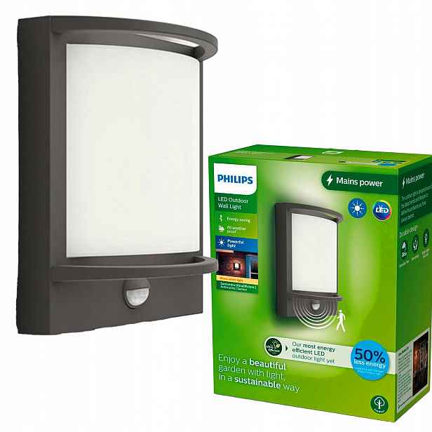 Zahradní Led svítidlo Fasádní nástěnné svítidlo Petronia 3,8W Pohybový senzor Philips