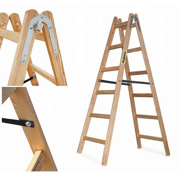 Žebřík dřevěný malířský Žebřík 2x6 stupňů Drabest 150 kg Hák