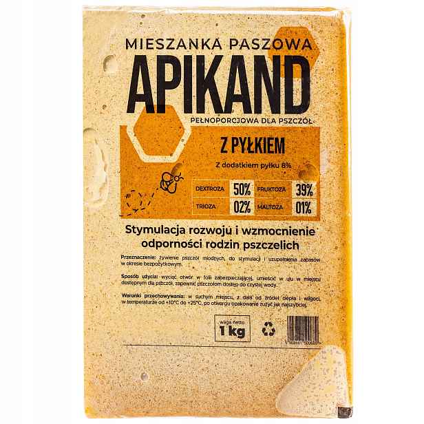 20 x Apikand Pro Včely 1 Kg S Pylem Podkrmová Směs Těsto