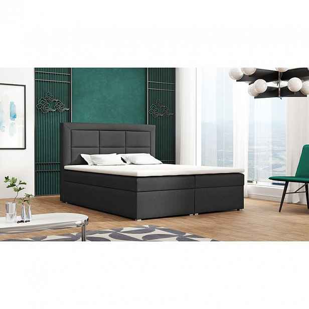 Boxspringová manželská postel s úložným prostorem 180x200 PALIGEN 1 - šedá 1 + topper ZDARMA