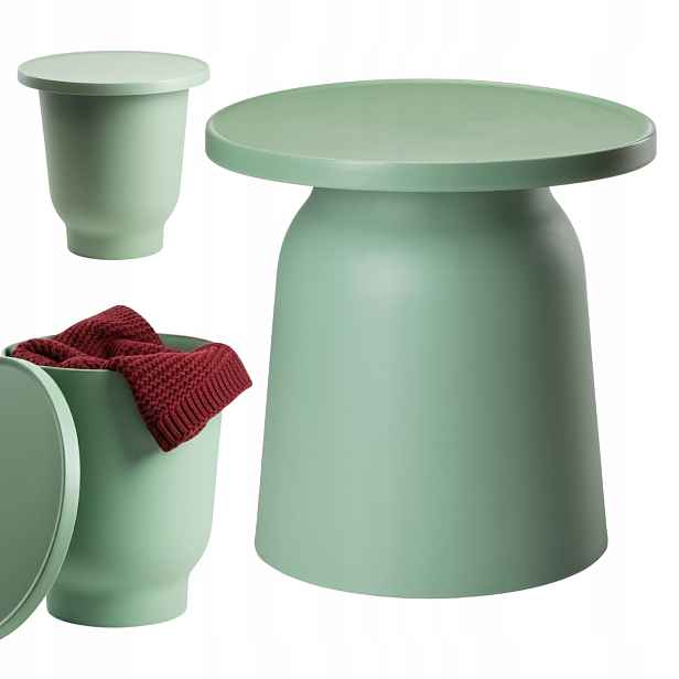 Konferenční stolek OTTO1 zelený lavice Loft do obývacího pokoje zahrada kulatý 47 cm Glam