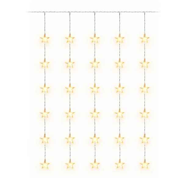 LED vánoční svíticí hvězdy do okna, 120 × 120 cm teple bílá, 30 diod, čirý kabel, IP20 do interiéru, prodlužovací