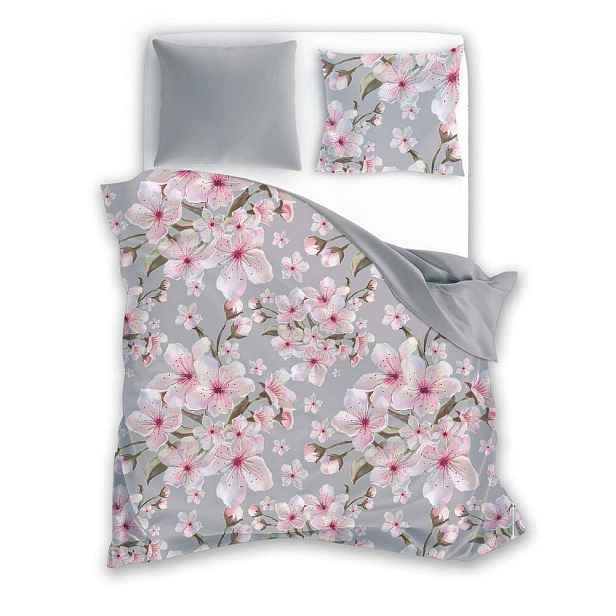 Šedé Povlečení Květy Třešní Cherry Blossom 200x220