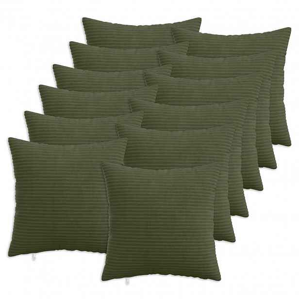 vidaXL Povlak na polštář 12 pcs HEERLEN Zelená 45 x 45 cm manšestr