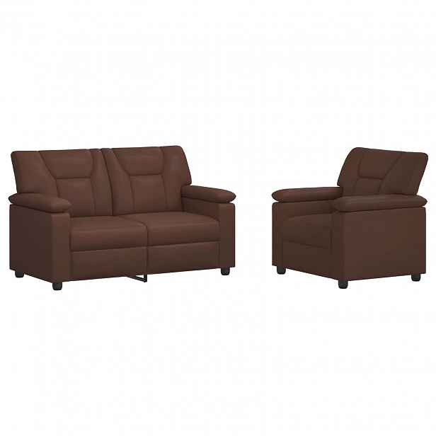 vidaXL Set pohovek 2 pcs Hnědá Umělá kůže