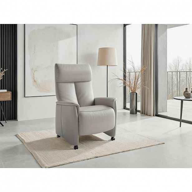 Sit & More RELAXAČNÍ KŘESLO, kůže, světle šedá