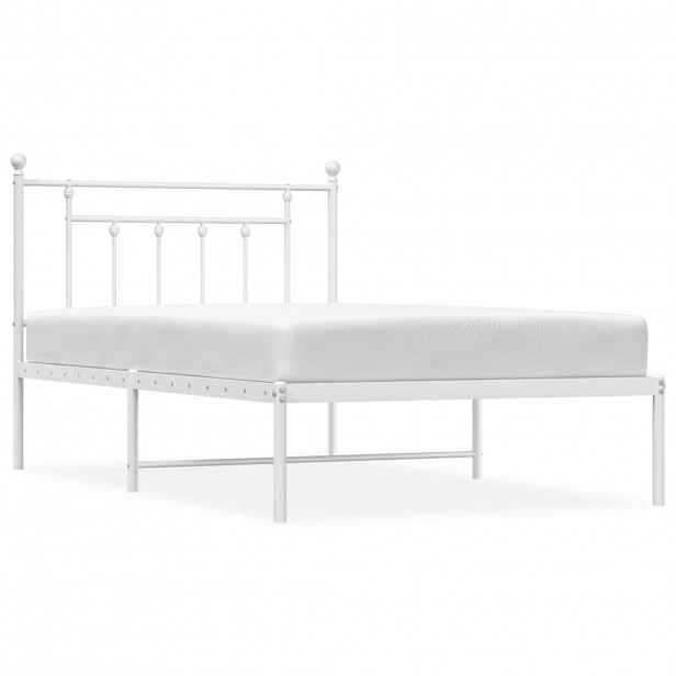 vidaXL Kovový rám postele s čelem bílý 107 x 203 cm