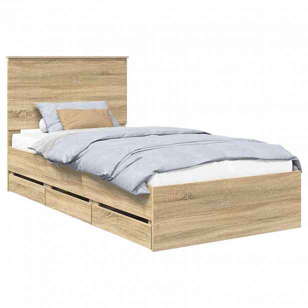 vidaXL Rám postele s čelo Sonoma dub 100 x 200 cm Inženýrské dřevo