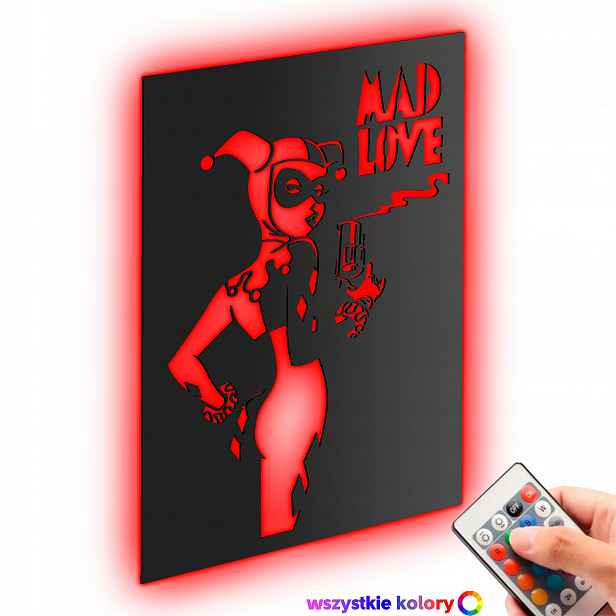 Dřevěný 3D obraz Harley Quinn Nástěnná Dekorace Dárek Noční Lampa Led